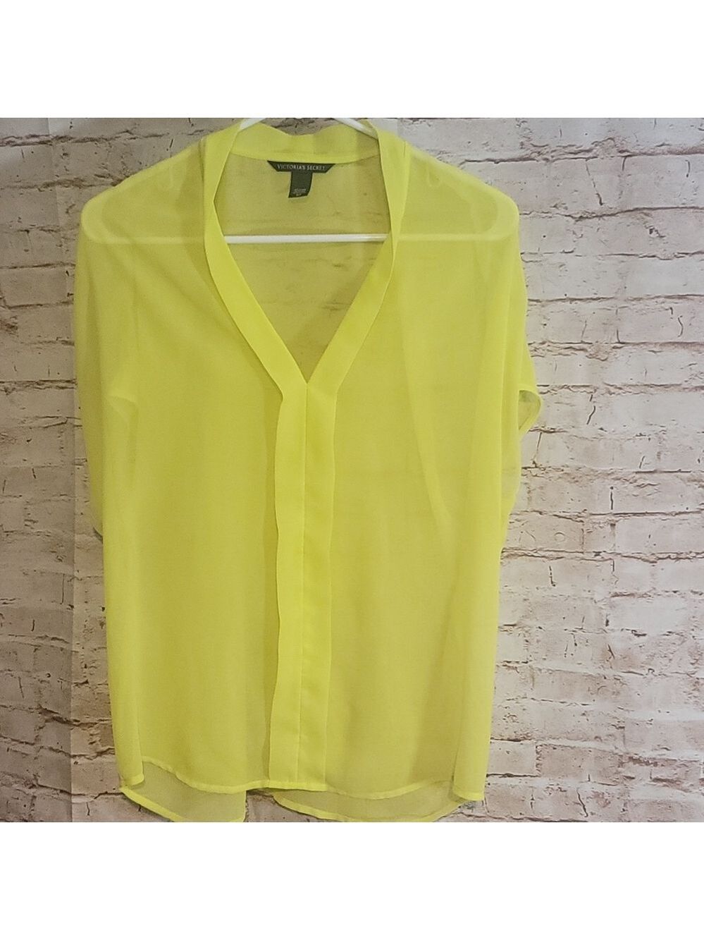 Victoria's secret sheer blouse neon yellow small